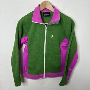 Peak Performance Woman M Thermal Zip Shirt Jacket Pink Green Belmont Fleece